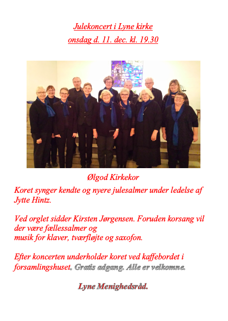 Julekoncert i Lyne kirke - d. 11. december kl. 19.30